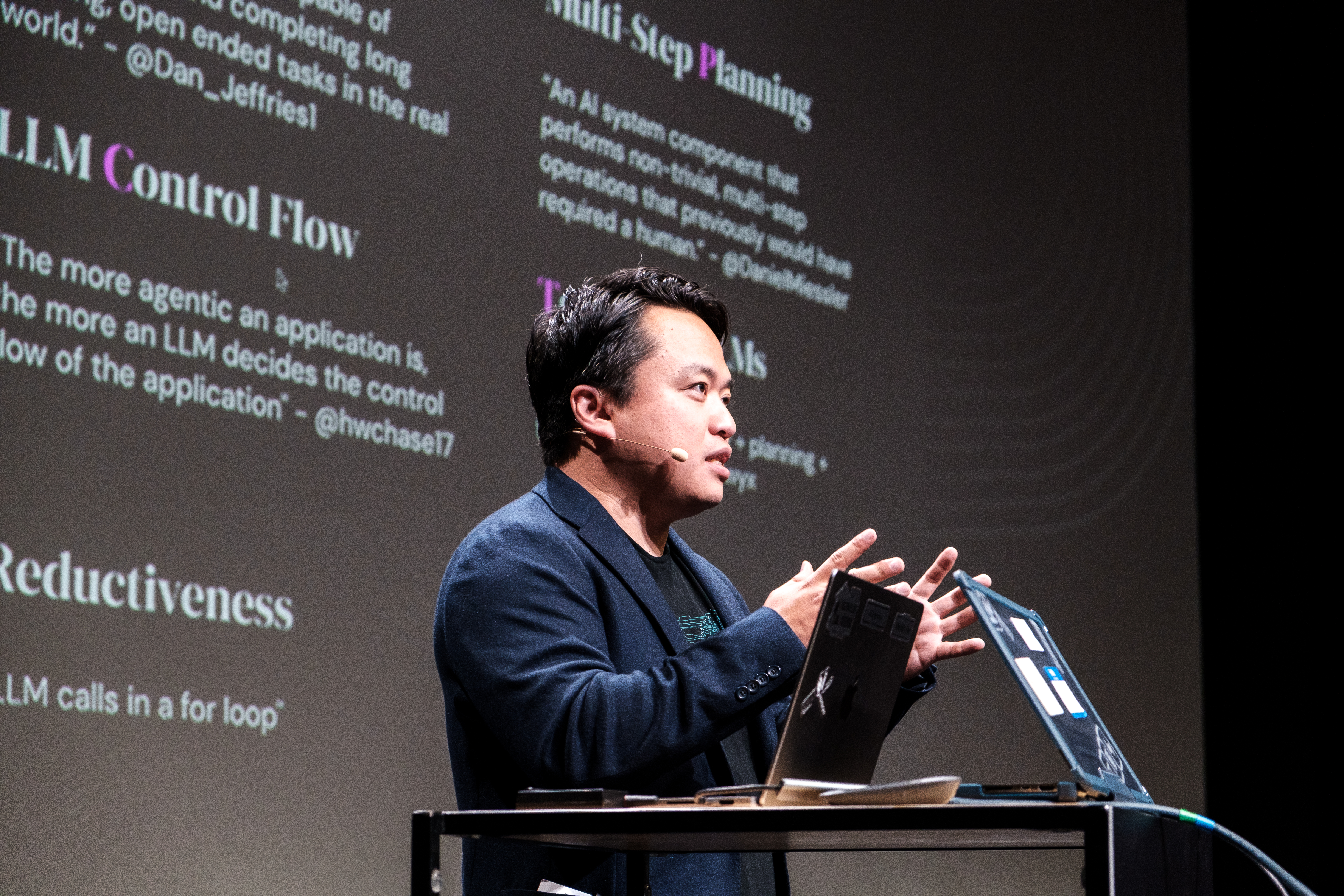 Swyx addressing the crowd at event opening