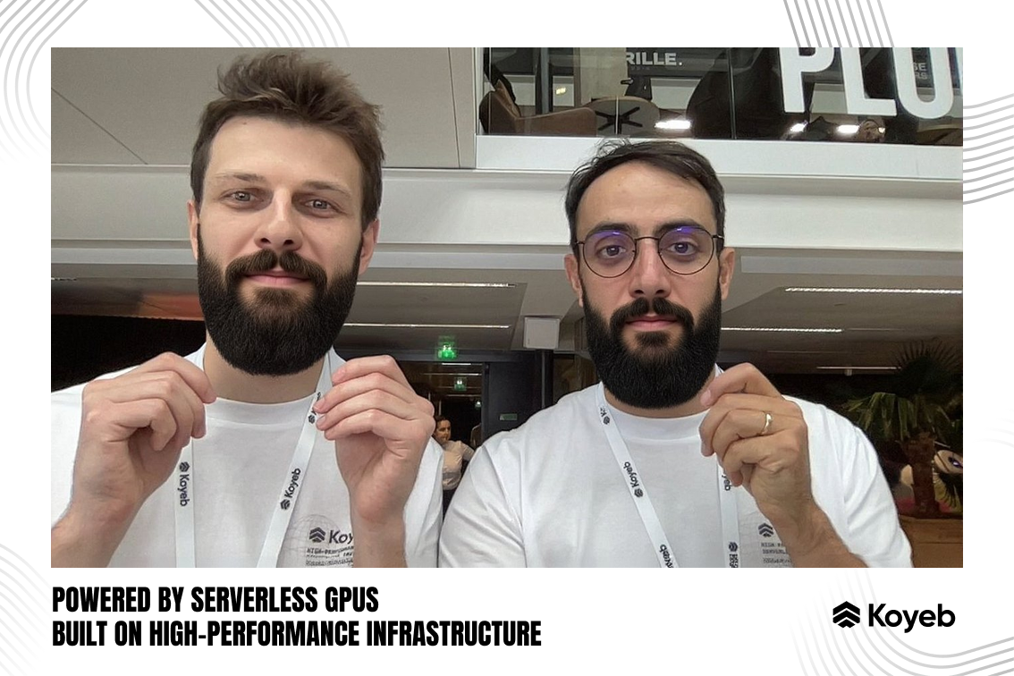 Photo booth result showing Koyeb engineers now have beards