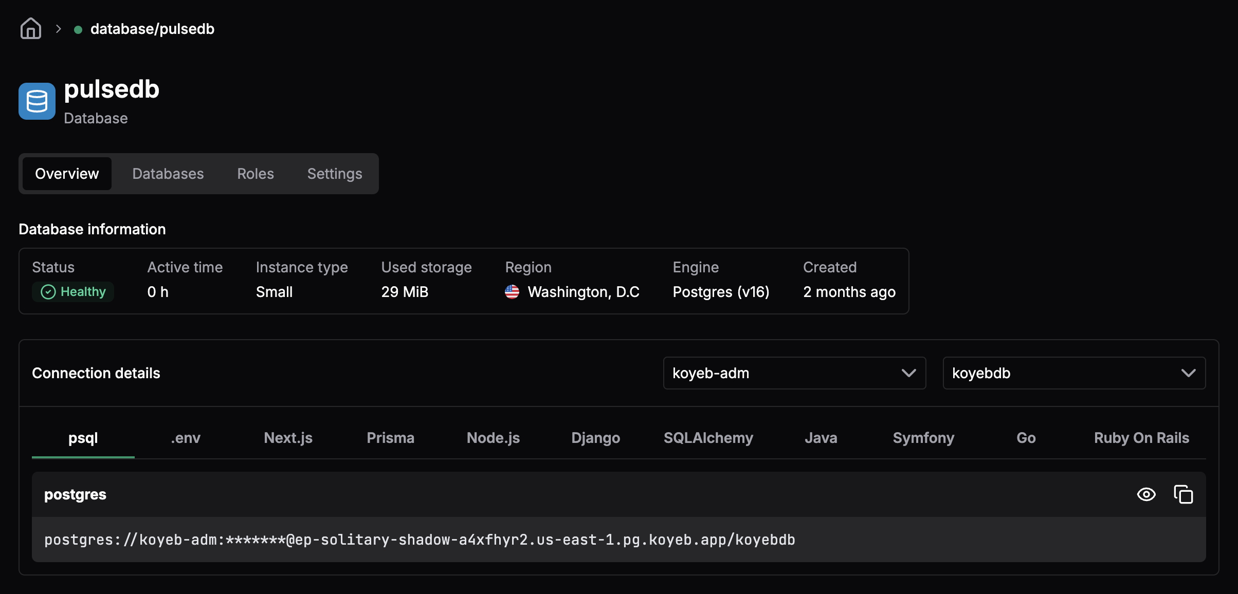 Serverless Postgres Database on Koyeb