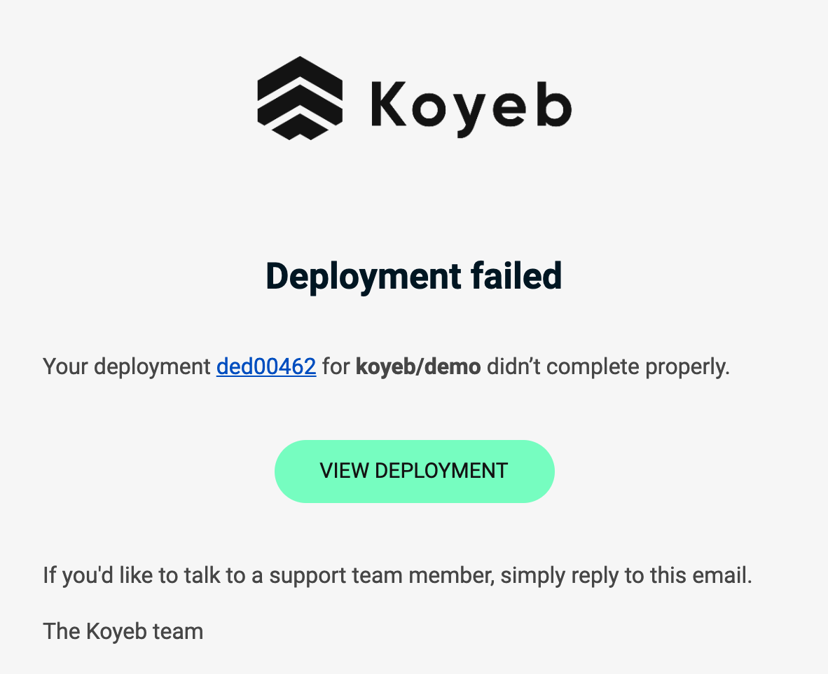 Feature - Deployment failure notifications